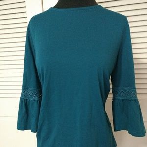 Teal bell sleeve top